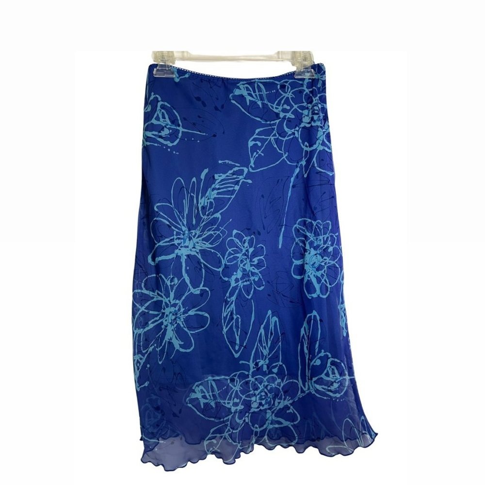 Vintage La Belle 90s/Y2K Flower Print Midi Skirt